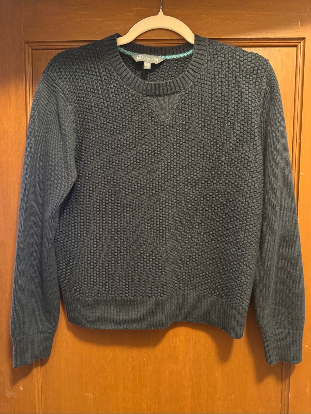 Women's Title Nine Dark Green Textured Knit Sweater